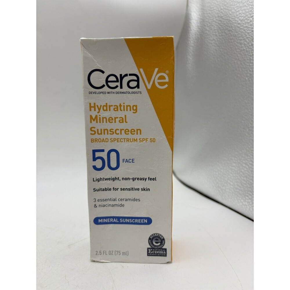 CeraVe Hydrating Mineral Sunscreen Face SPF 50 2.5oz EXP 12/2026